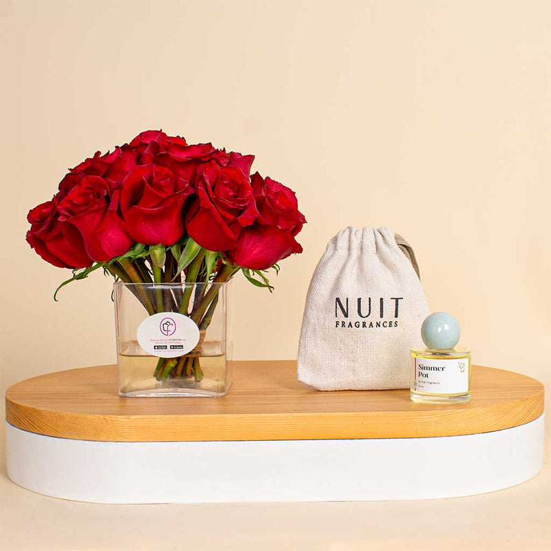 Nuit Fragrances Simmer Pot | 15 Red flower vase