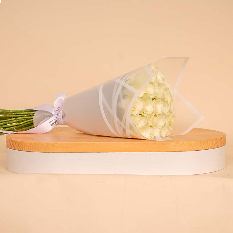 Hand Bouquet of 25 White Roses