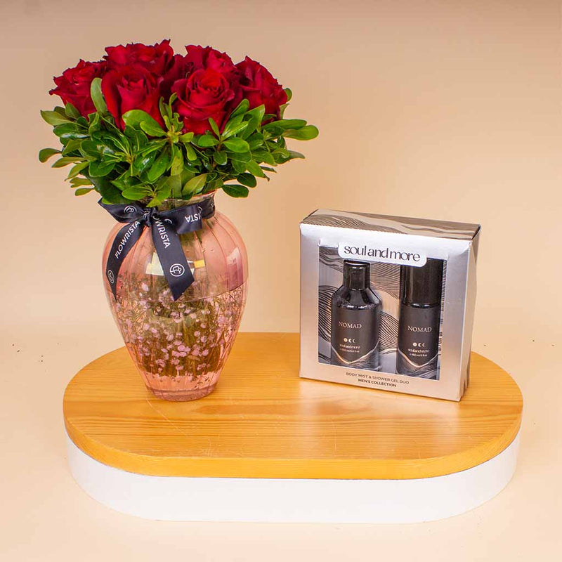Soul & More Nomad Set & Red Roses Vase