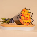 Hand Bouquet of 30 Orange and Yellow Roses