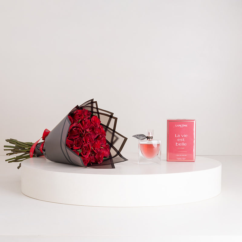 Lancôme La Vie Est Belle L’Elixir Eau de Parfum for Women 100ml & Red Roses Bouquet