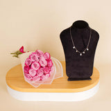 Markiz Rhodium Opal Necklace and 15 Purple Flower Bouquet