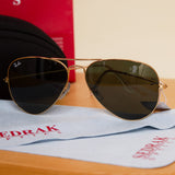 Ray-Ban Sunglass with Gold Frame & Classic Green Lenses