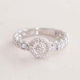 Felizmoda Braided Zircon Silver Ring & Red Chrysanthemum Bouquet
