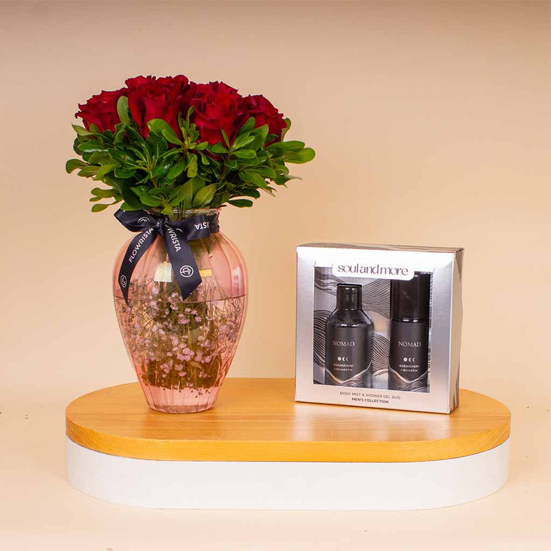 Soul & More Nomad Set & Red Roses Vase
