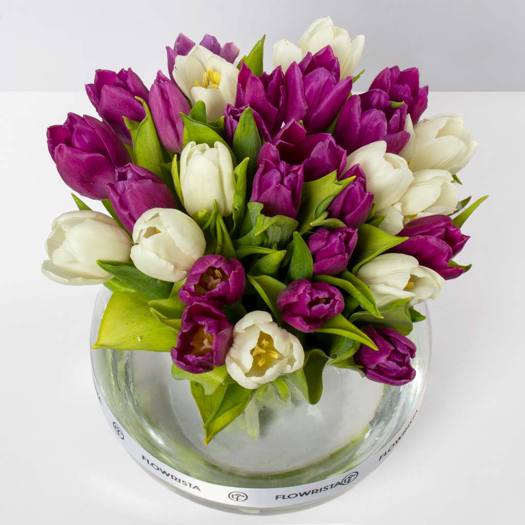 White & Purple Tulip Vase