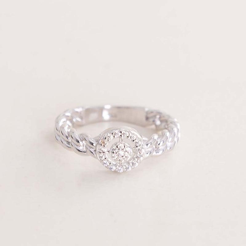 Felizmoda Braided Zircon Silver Ring & Red Roses Bouquet