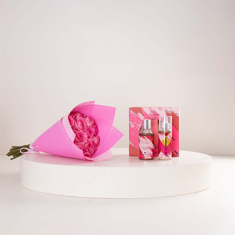 Soul & More Whisper Set | Bouquet of 15 Pink Flowers