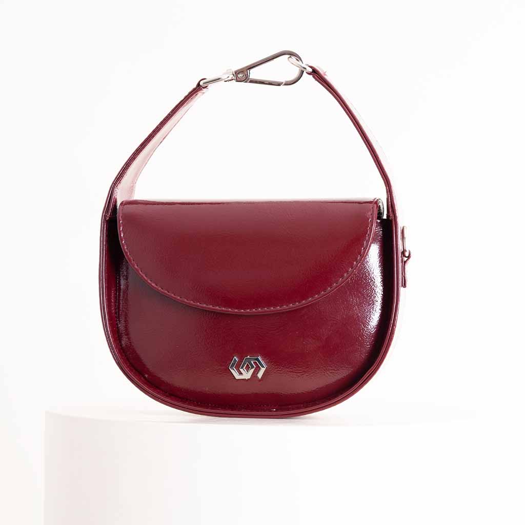 Cocan Half-Moon Bag Burgundy & Red Roses Bouquet