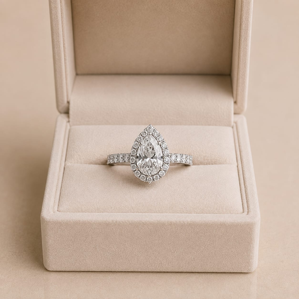 Silvara Pear-cut Ring & Red Tulips Bouquet