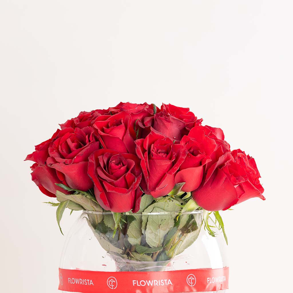 Red Roses Vase - 30 Stems