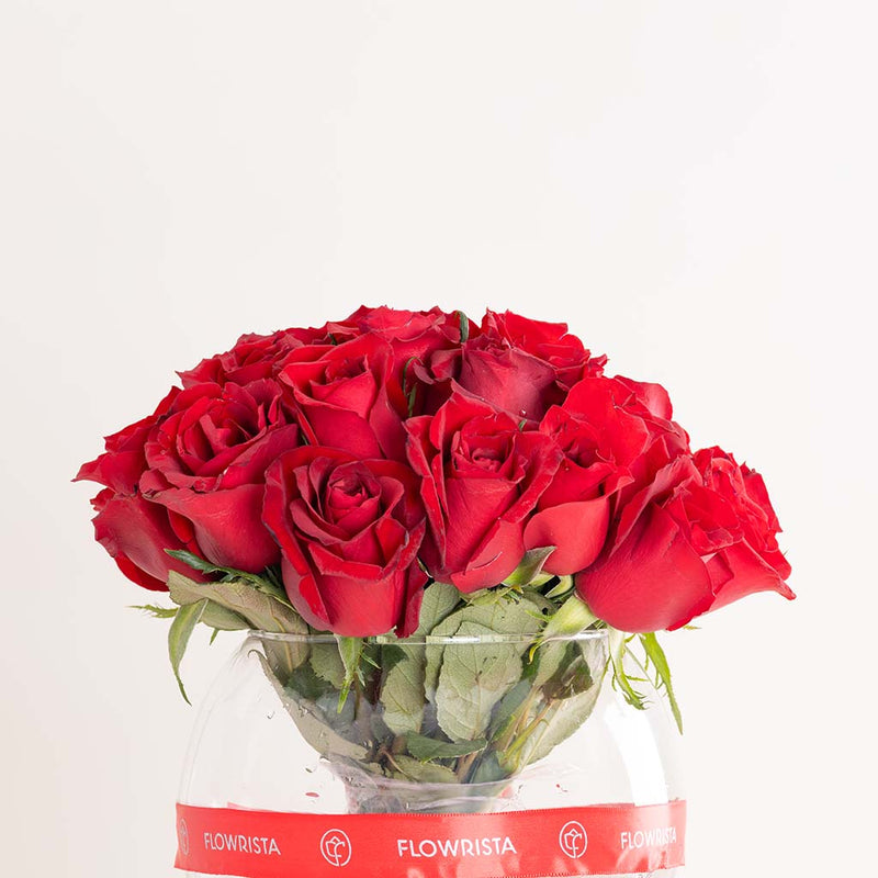 Red Roses Vase - 30 Stems