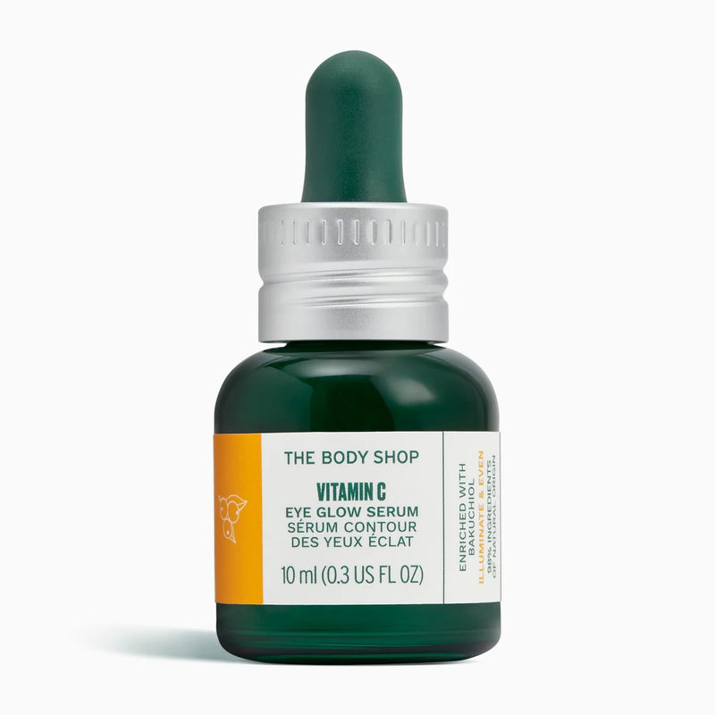 The Body Shop Vitamin C Eye Glow Serum bottle on a white background