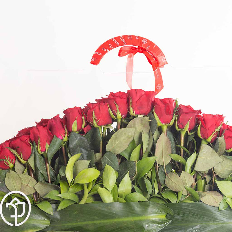 Red Roses Acrylic Bag - 70 Stems