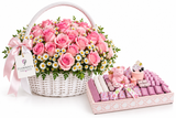 Baby Girl 7 with Flowrista Pink Rose and Daisy Basket