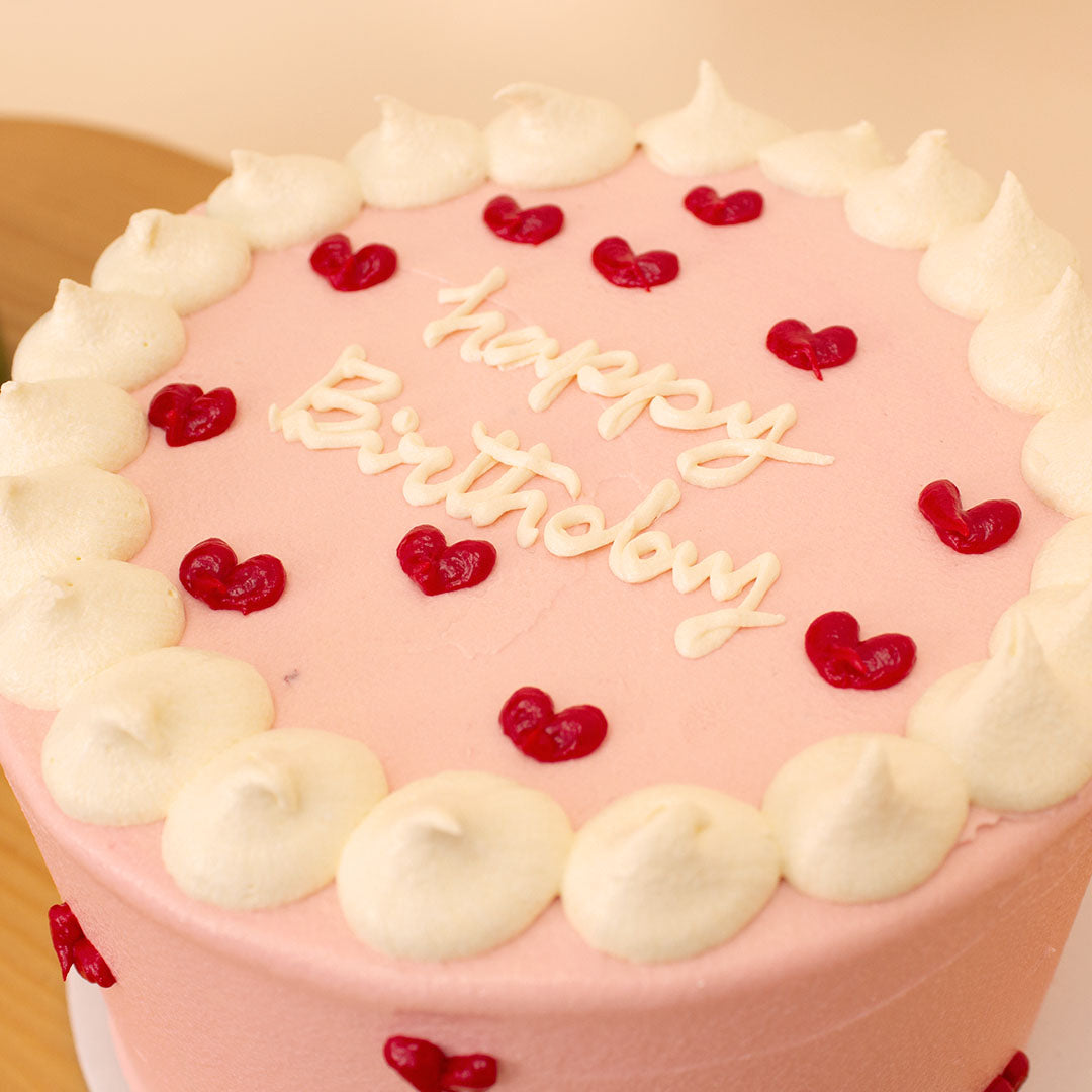 Ninos Heart-Dotted Birthday Cake & 15 White Roses Vase