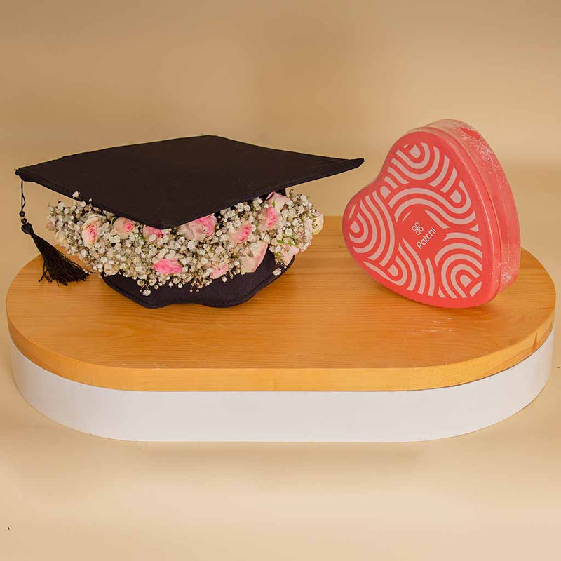 Floral Graduation Cap with Patchi Chocolates