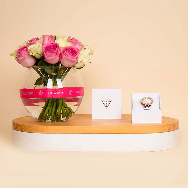 GC Illusion Watch & 20 Heart Roses - Mother’s Day Gift
