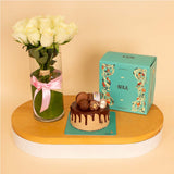 Nola Nutella Crunchy Cake & White Roses Vase
