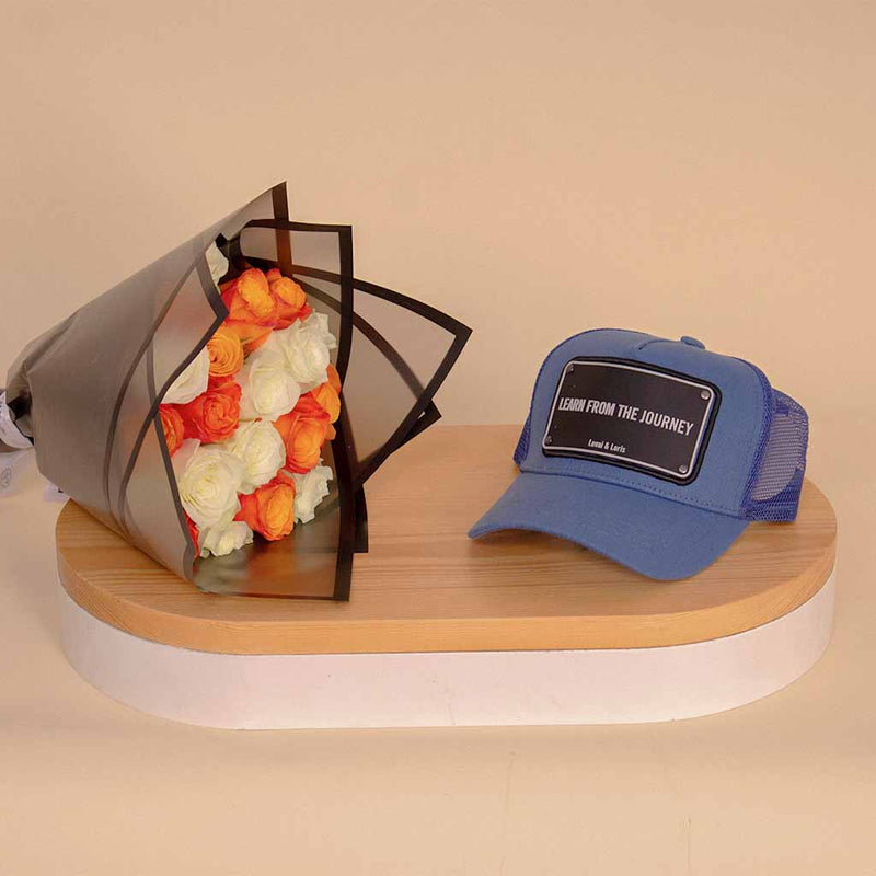Levai & Loris Learn From The Journey unisex cap | Orange and White Hand Bouquet