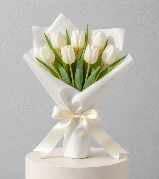 Silvara Angel Wings Necklace & White Tulips Bouquet