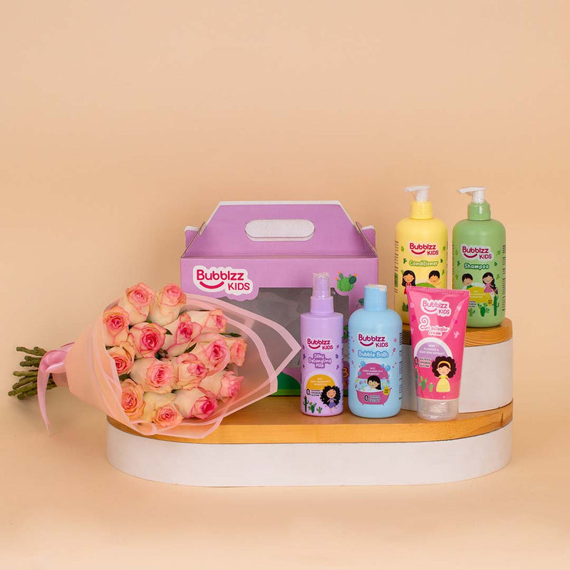 Bubblzz Kids Hair Kit & Pink Roses
