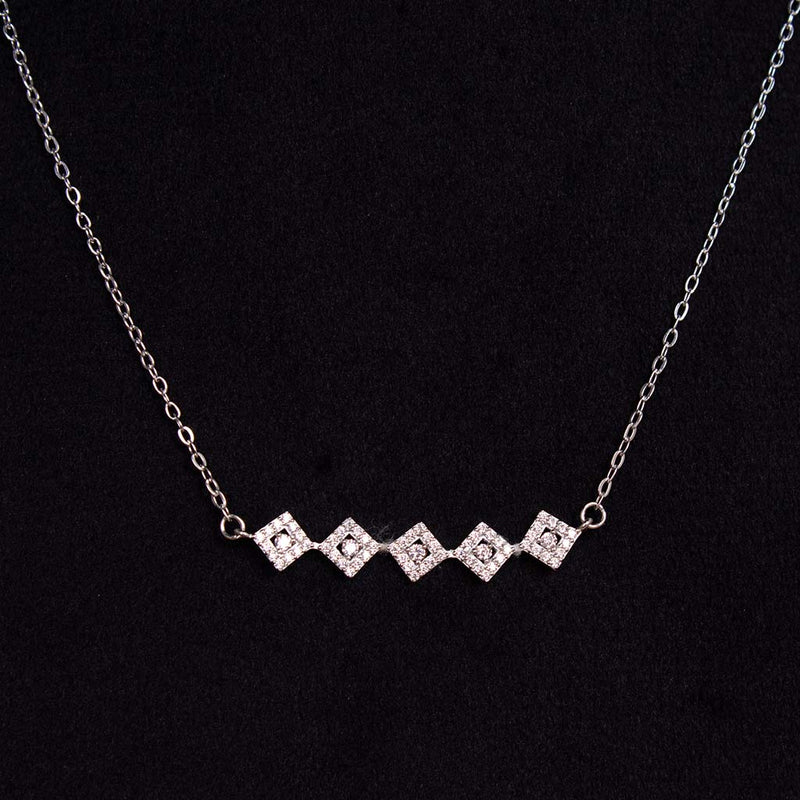 Valentine’s Gift – Felizmoda Silver Zircon Necklace & 12 Red Roses