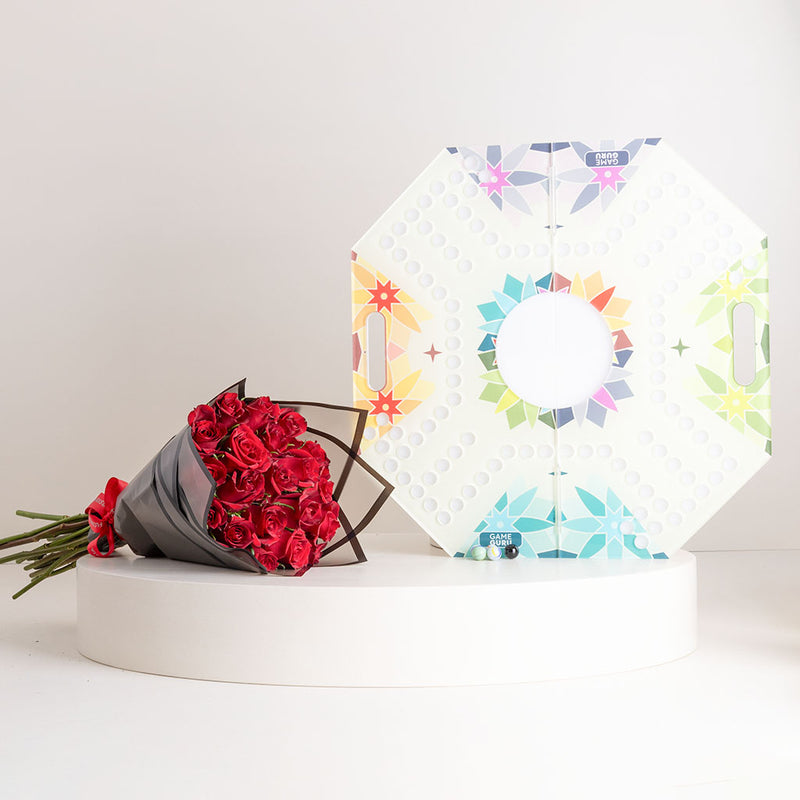 Game Guru Colors of Nature Acrylic Jackaroo Board & Red Roses Bouquet