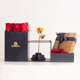 House of Cocoa Chocolate Box 16 pieces and 9 red roses