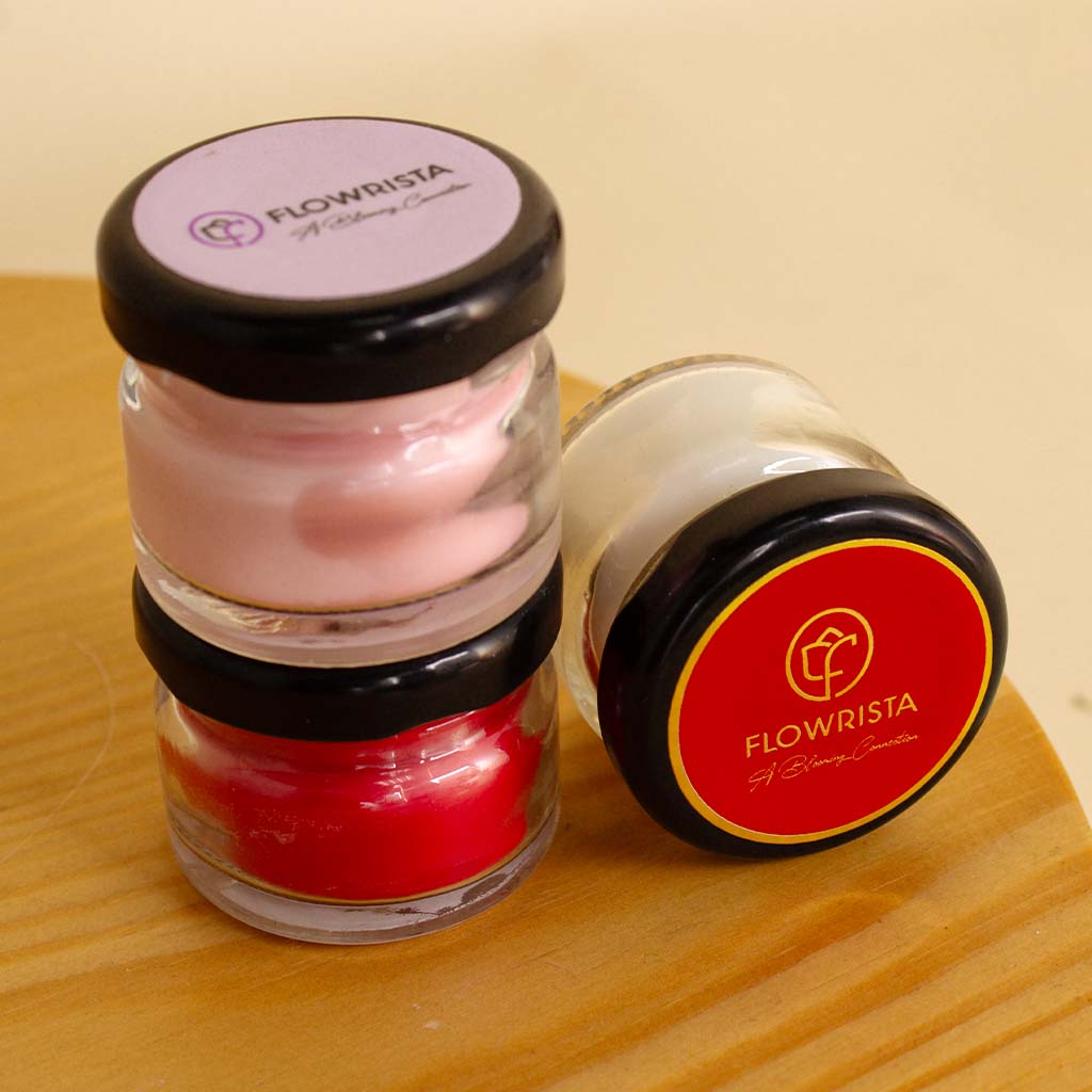 Mini Jar Candle Set – 3 Colors (Red, White, Rose)