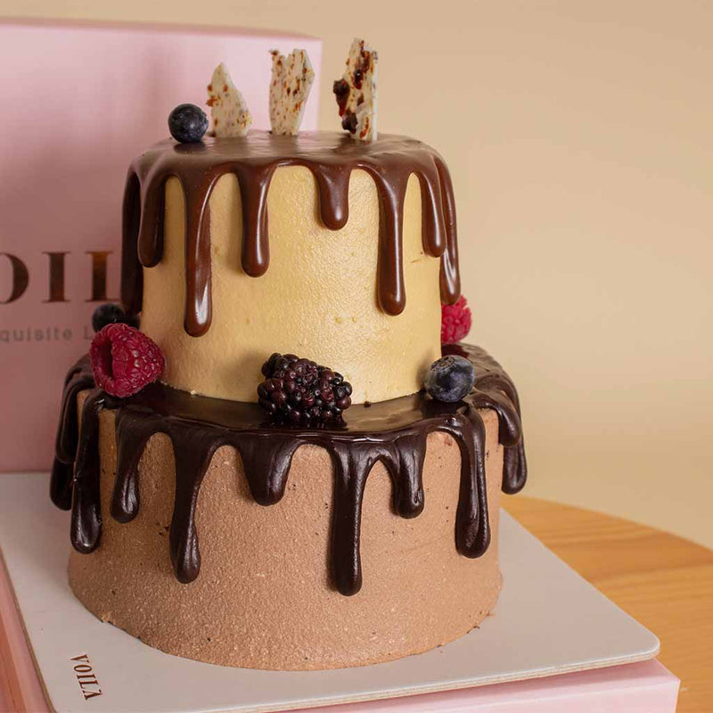 VOILÀ Two-Tier Cake | Chocolate & Caramel Pecan Fusion