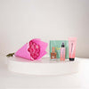 Joviality Strawberry Bronze Body Care Trio & Pink Roses Bouquet
