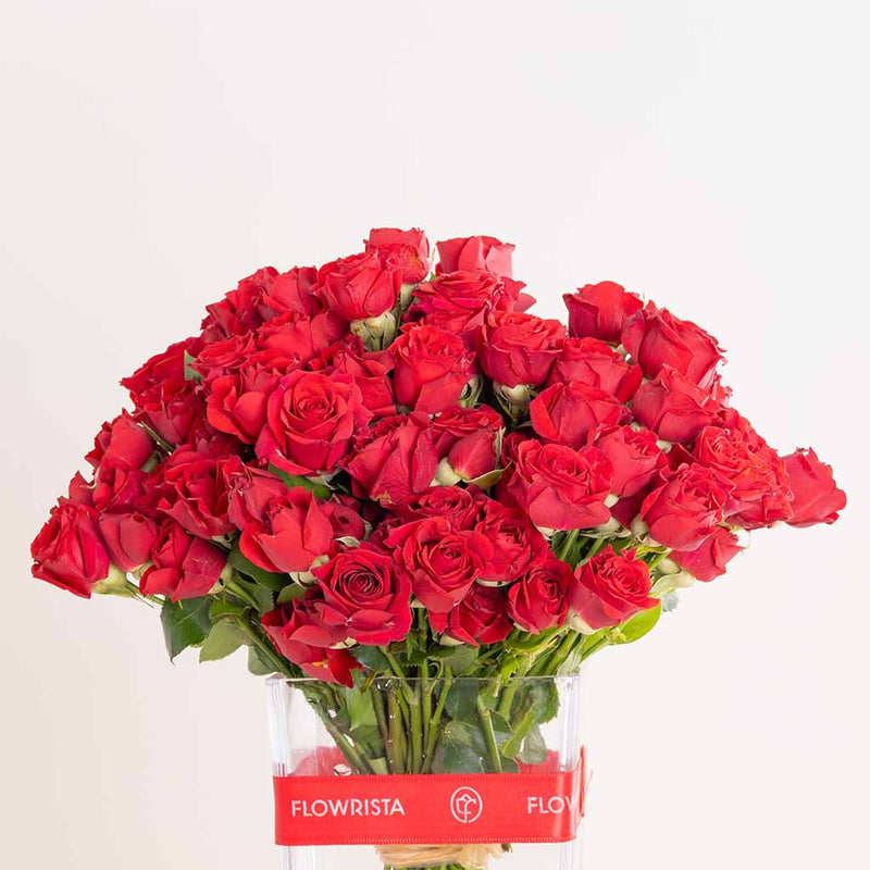 Red Baby Roses Vase - 20 Stems