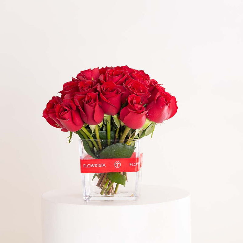 Red Roses Vase - 30 Stems