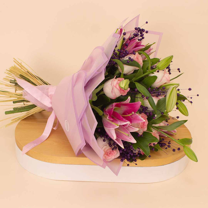 Flowrista Pink Roses & Lilies Flowers Bouquet