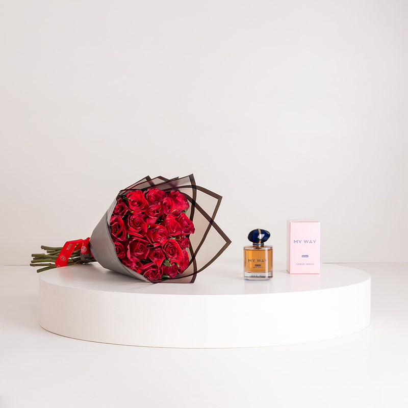 Giorgio Armani My Way Eau de Parfum 90ml & Red Roses Bouquet