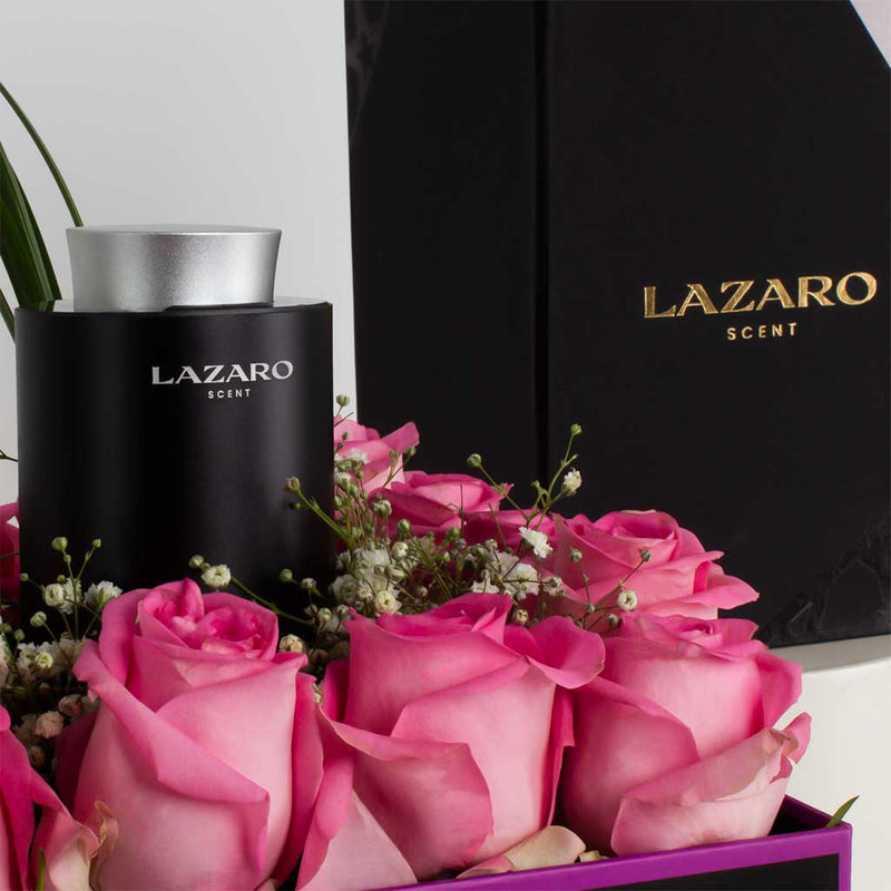 Lazaro Z1 Car Scent Diffuser and 15 pink roses