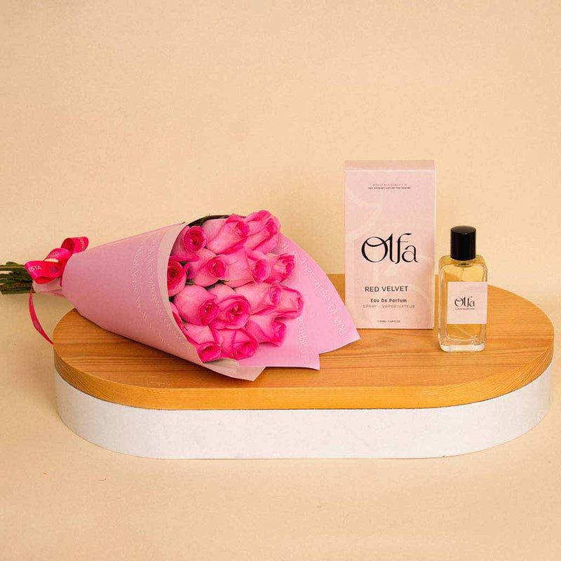 Olfa Red Velvet | Bouquet of 15 Pink Roses