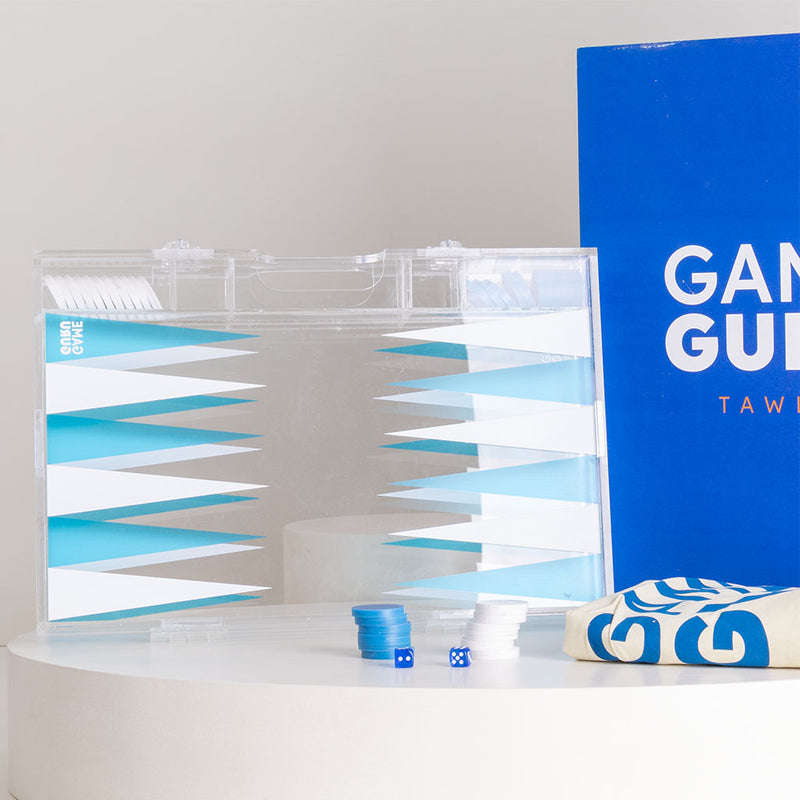 Game Guru White & Turquoise Acrylic Tawla Set