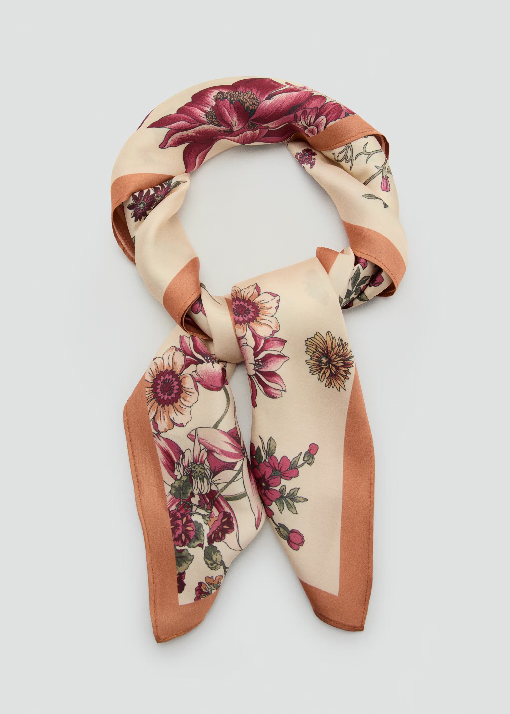 Mango Floral Print Scarf with Flowrista Dark Dusty Roses Box