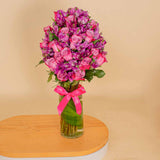 Vase of 15 Purple Roses - Velvet Petals