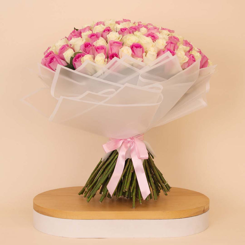 Flowrista | Grand Bouquet of 150 Pink & White Roses
