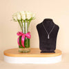 Felizmoda Three connected pendants with three stones silver necklace| White Flower Vase