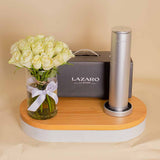 Timeless Gift: Lazaro Lil Smart Gray & 25 White Roses
