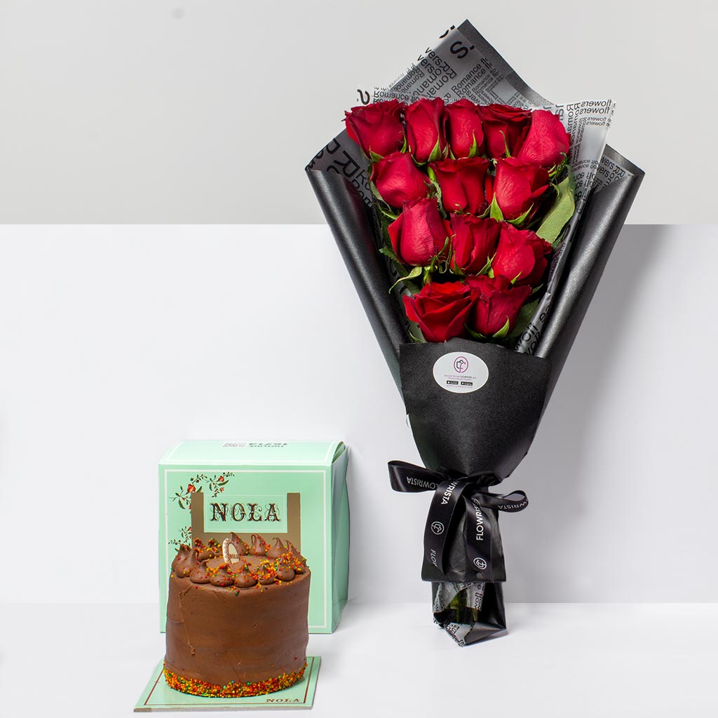 Nola Birthday Cake & 13 Red Roses