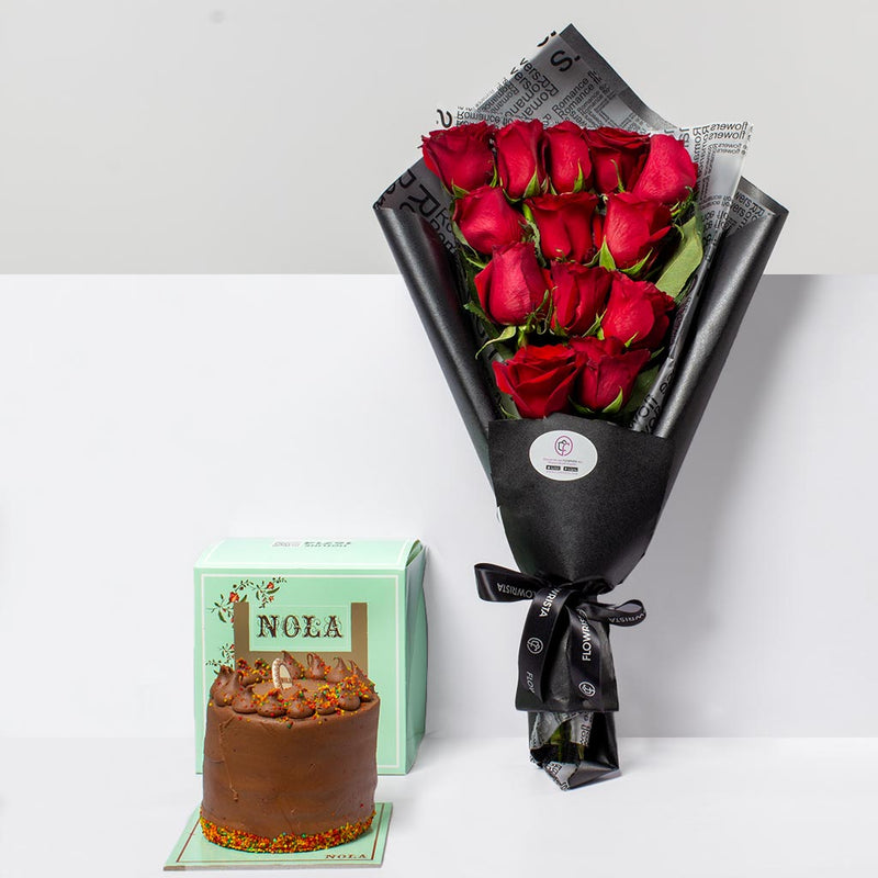 Nola Birthday Cake & 13 Red Roses