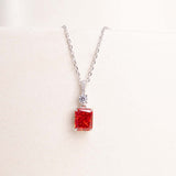 Markiz Thai Silver Platinum-Plated Red Zircon Necklace