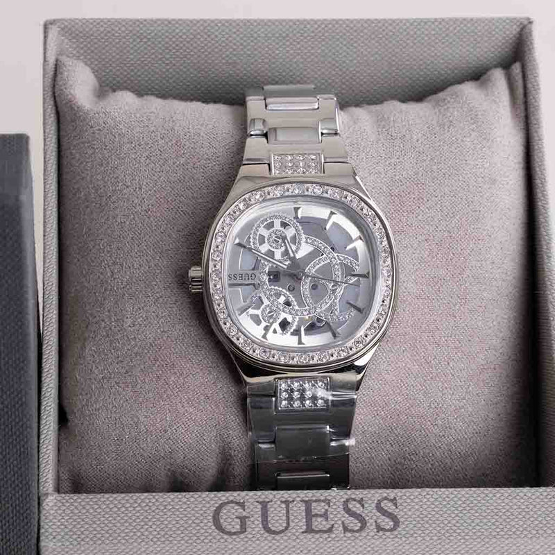 GUESS Ladies Silver Tone Square Watch