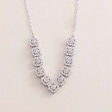 Felizmoda V-Shape Square Zircon Necklace & Red Roses Vase
