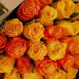 Hand Bouquet of 30 Orange and Yellow Roses